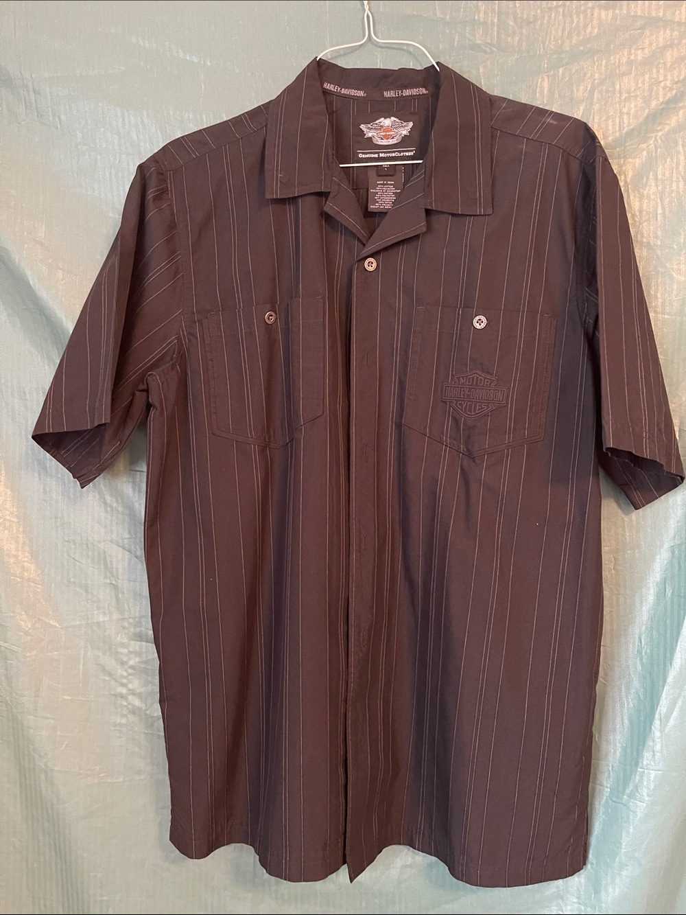 Harley-Davidson Black Pinstripe Button-Down Shirt